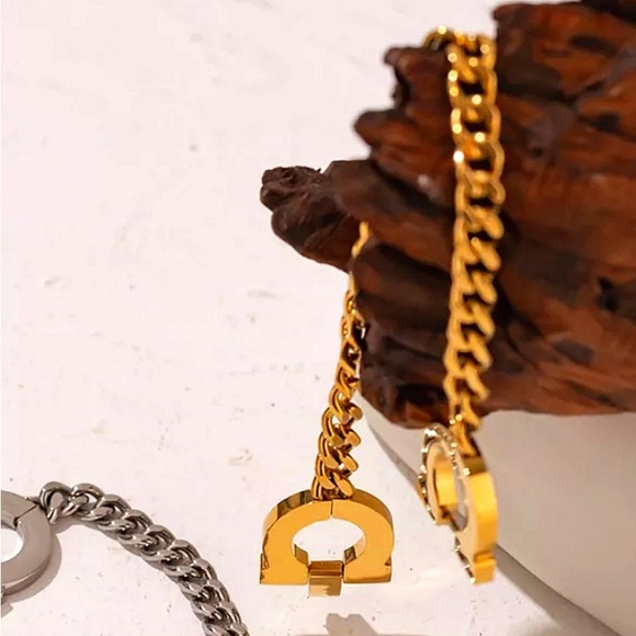 Omega Gold Cuban Stainless Steel Chain Link Bracelet - Picture 4 of 10